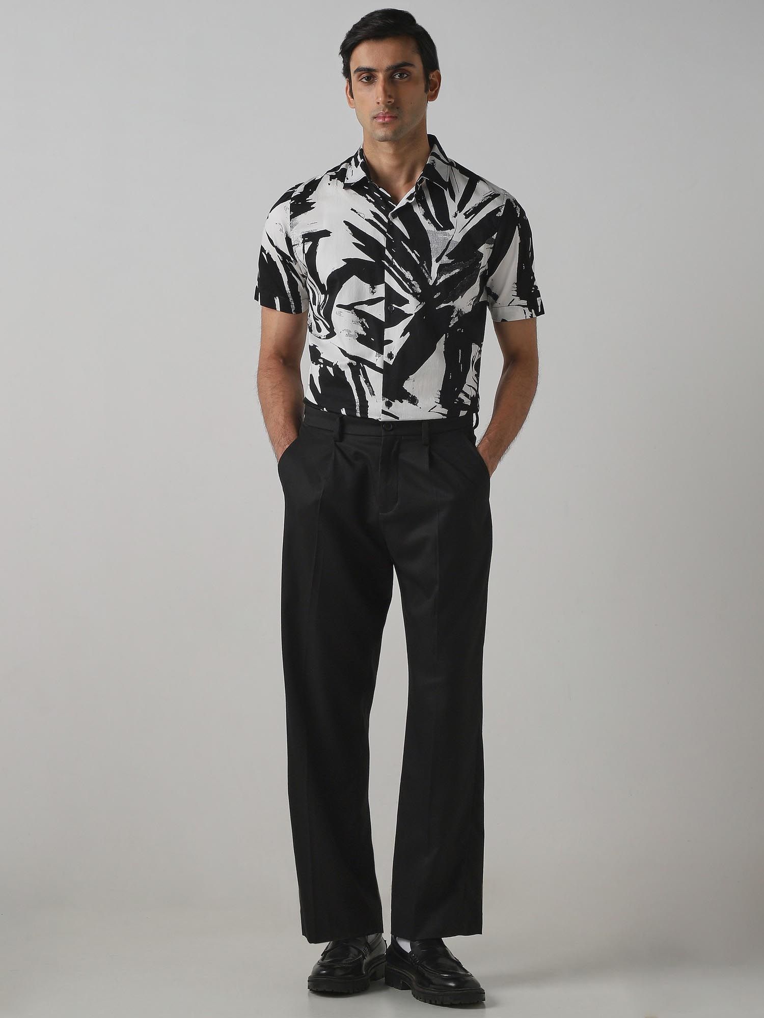 Black and White Abstract Men Shirt