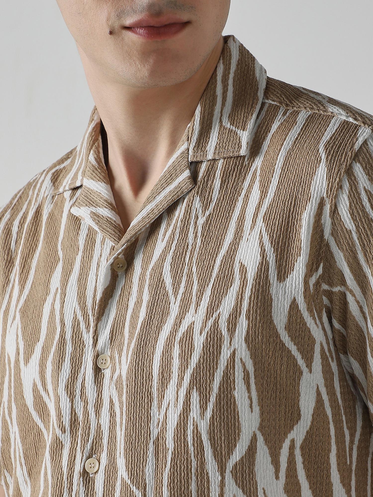 Beige Abstract Men Shirt