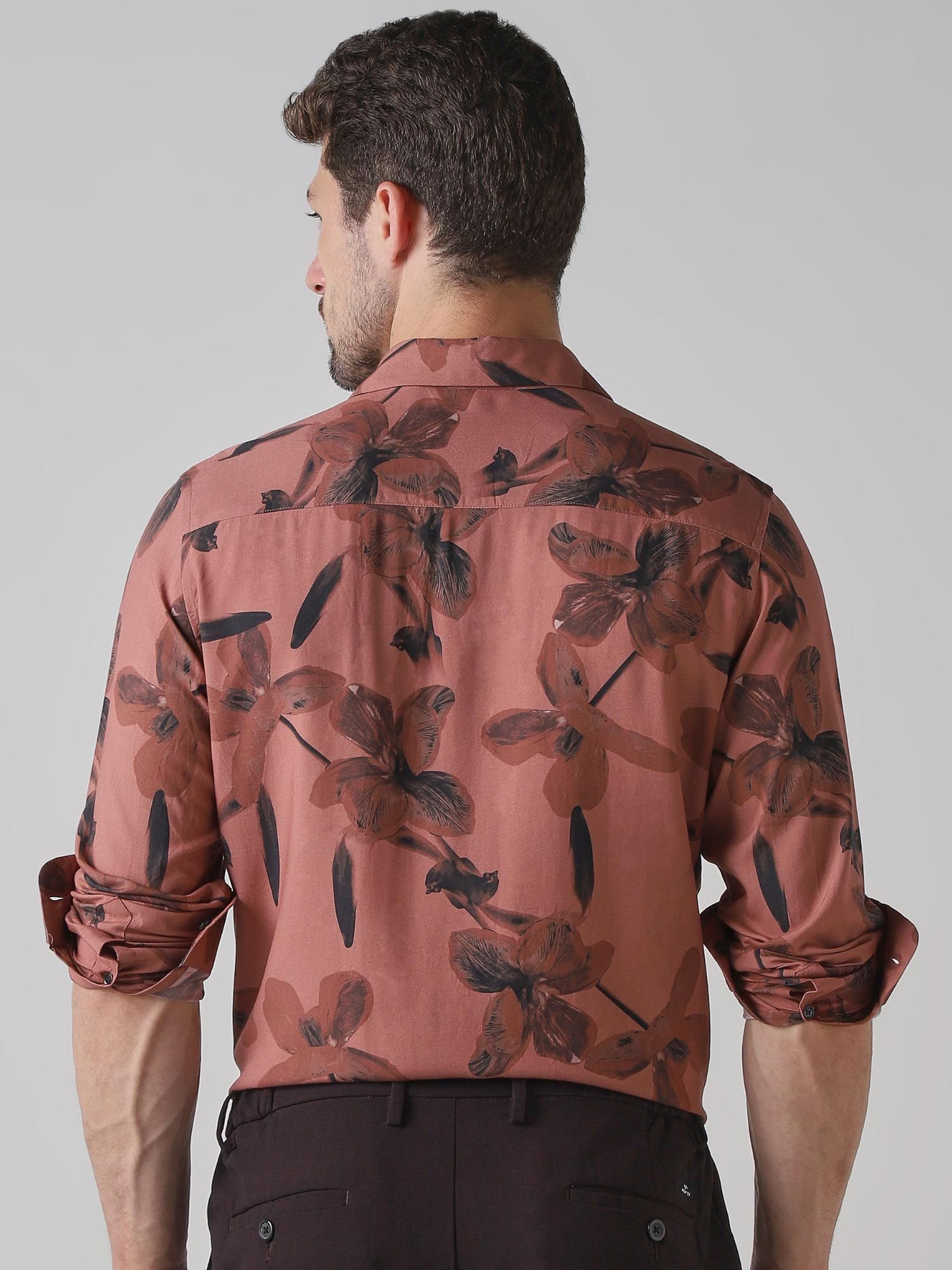 Rust Floral Men Shirt