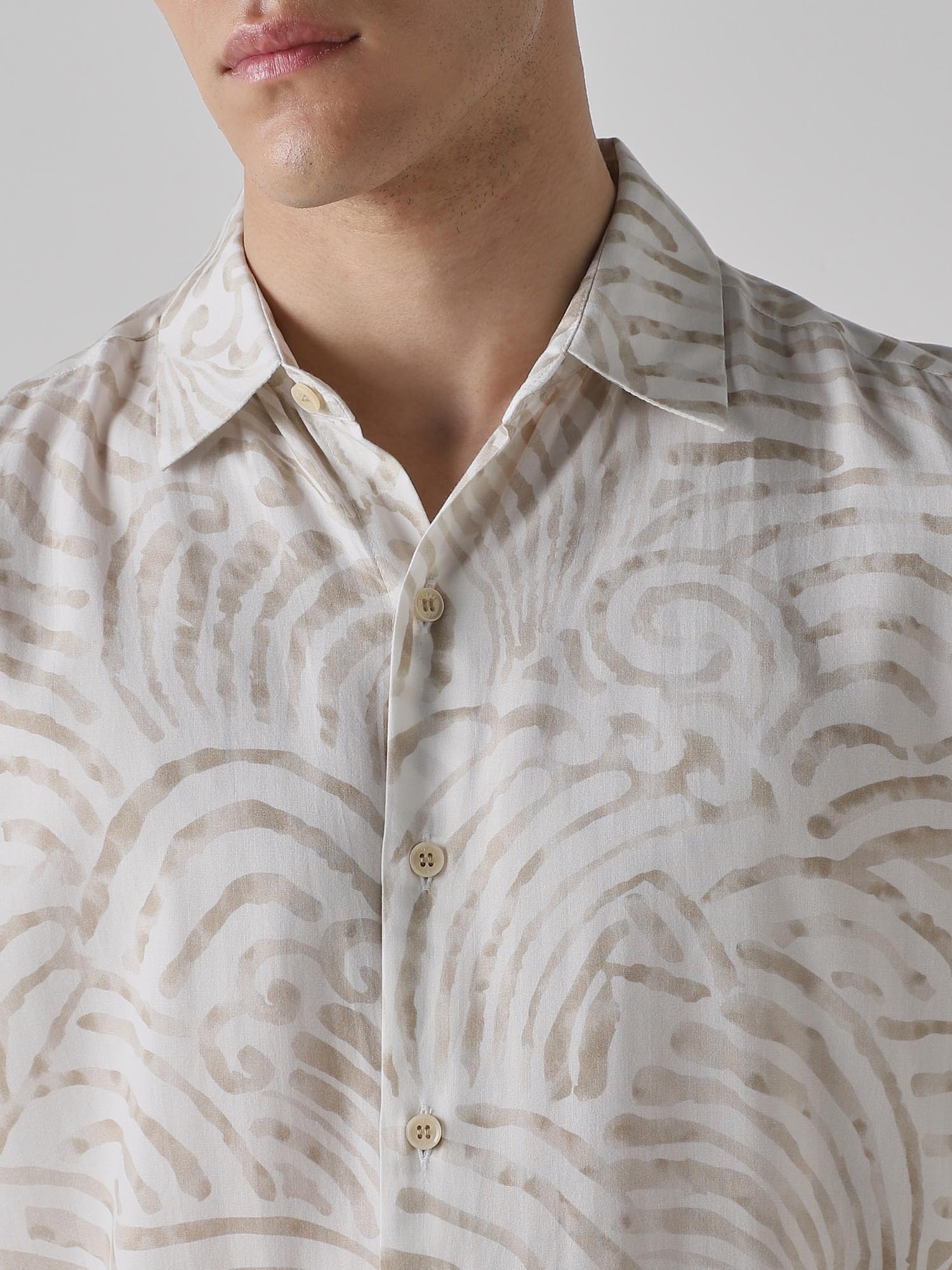 Off White Abstract Men Shirt