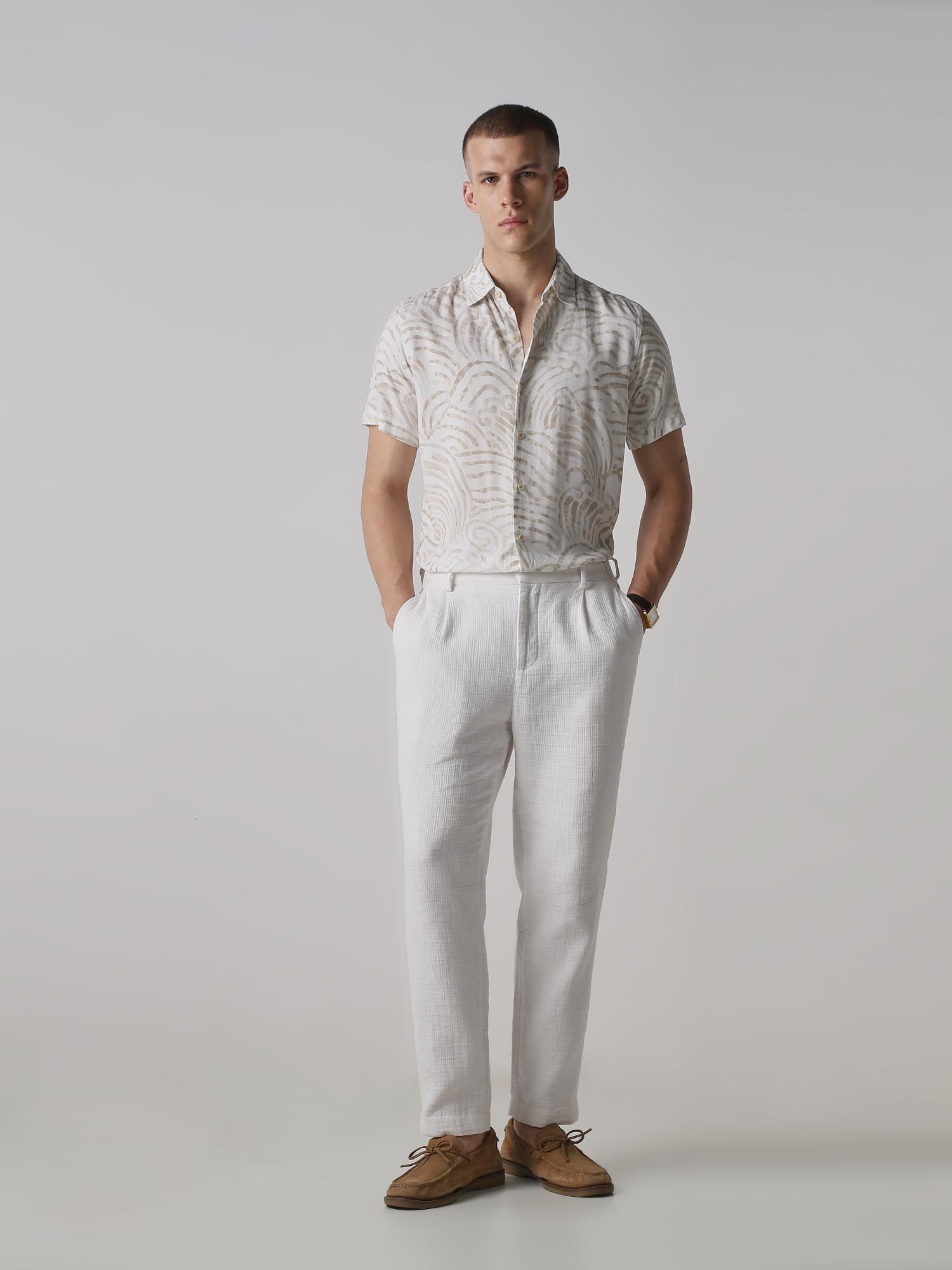 Off White Abstract Men Shirt