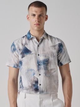 Mufti - Muted Blue Abstract Men Shirt