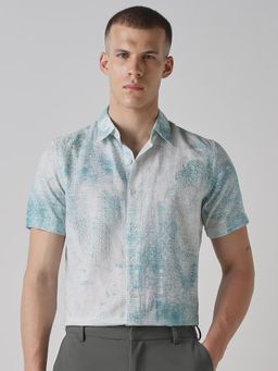 Mufti - Muted Teal Abstract Men Shirt