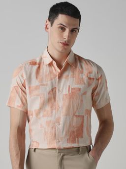 Mufti - Peach Abstract Men Shirt