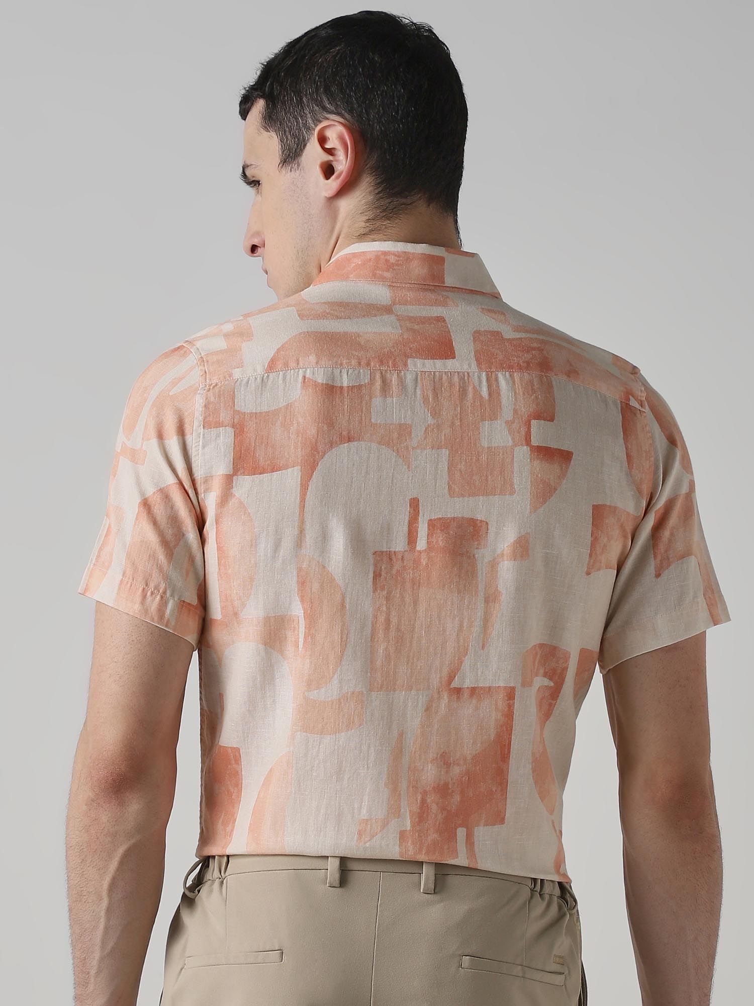 Peach Abstract Men Shirt
