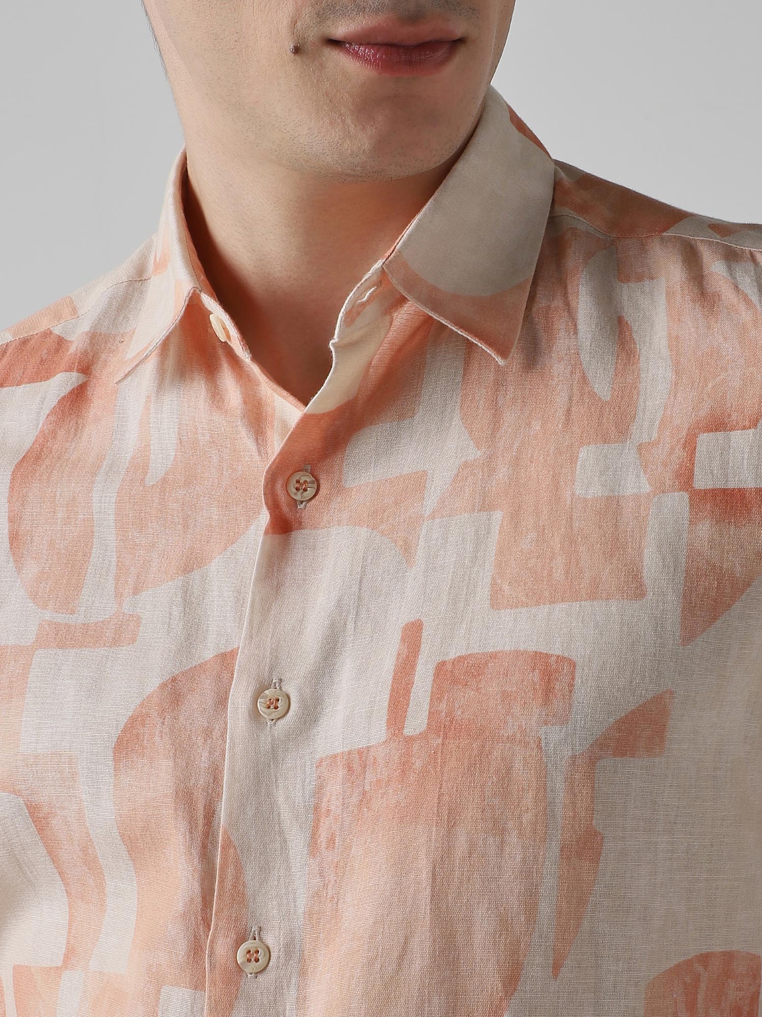 Peach Abstract Men Shirt