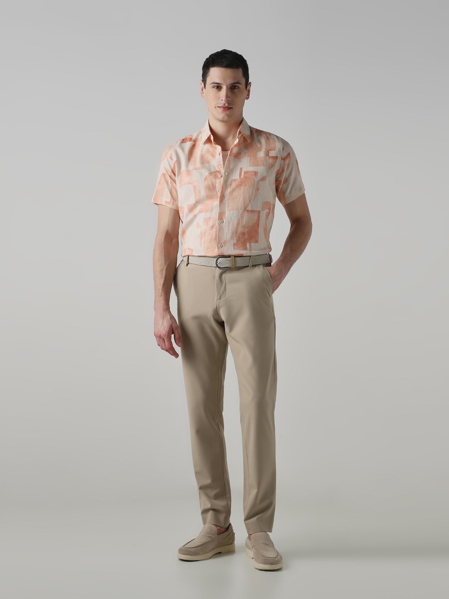 Peach Abstract Men Shirt
