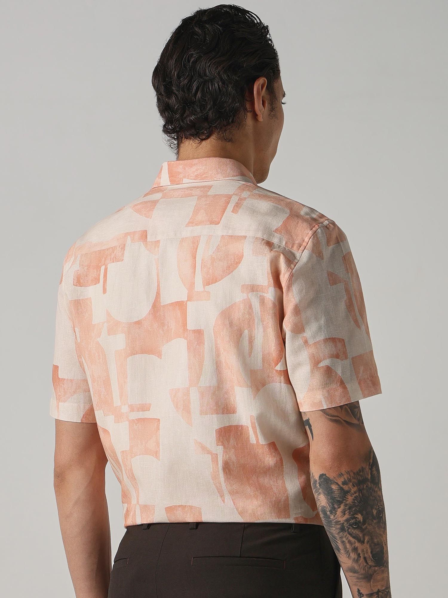 Peach Abstract Men Shirt