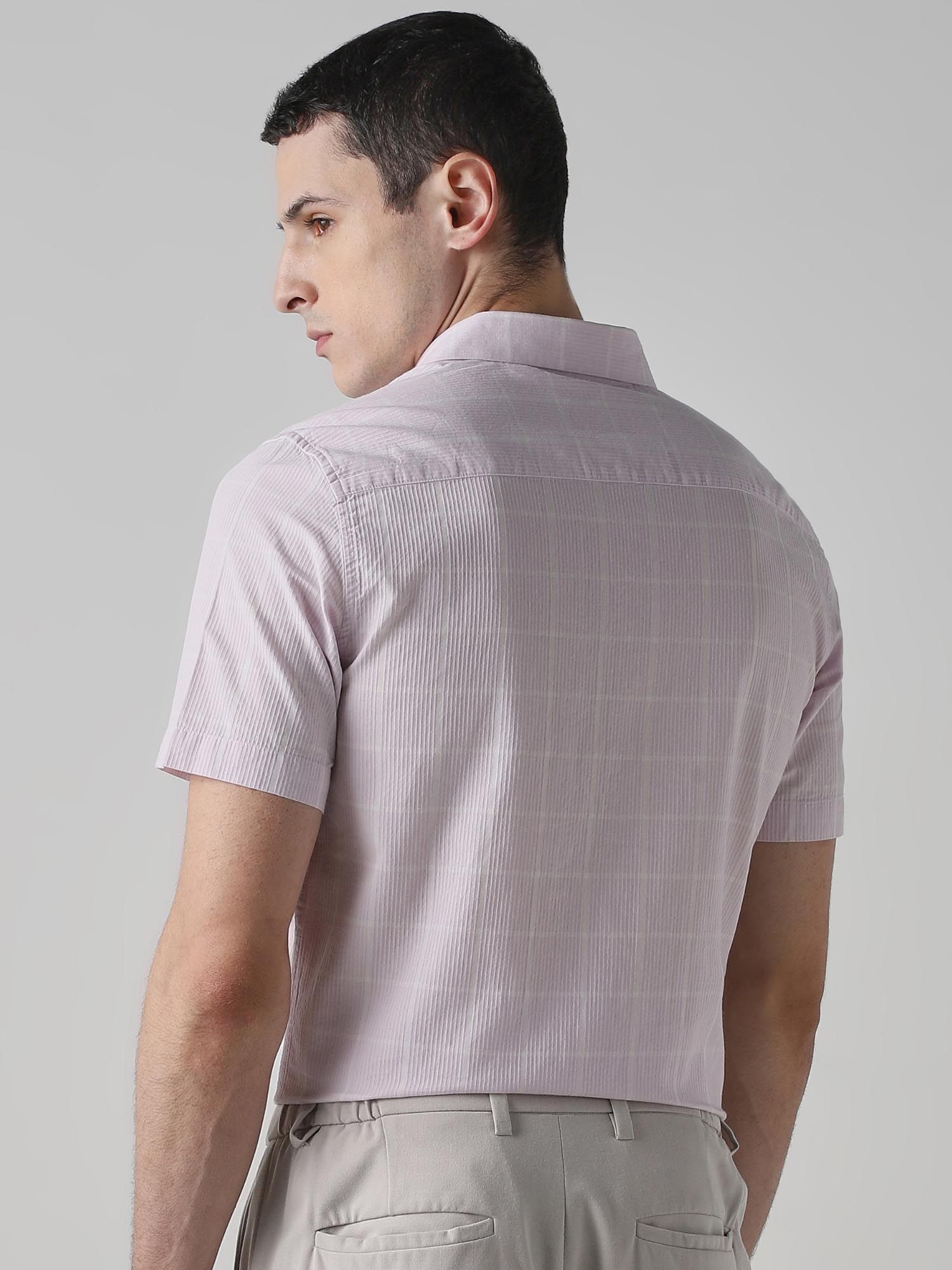 Pastel Pink Checks Men Shirt