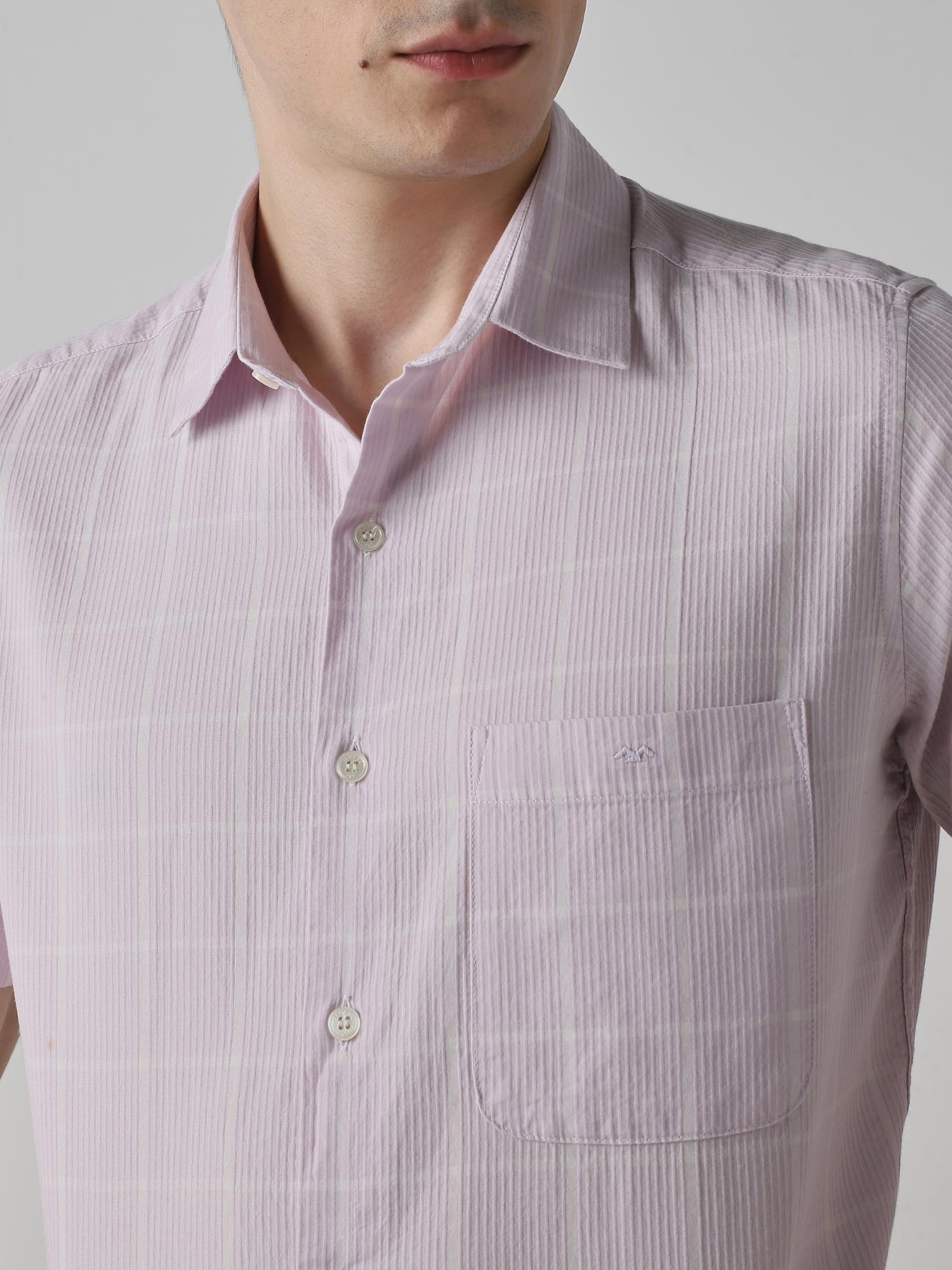 Pastel Pink Checks Men Shirt