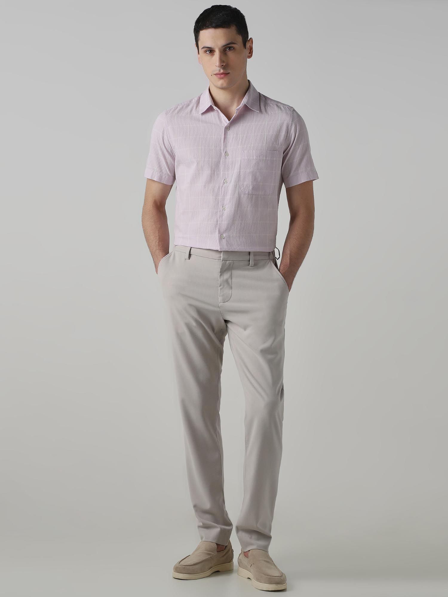 Pastel Pink Checks Men Shirt