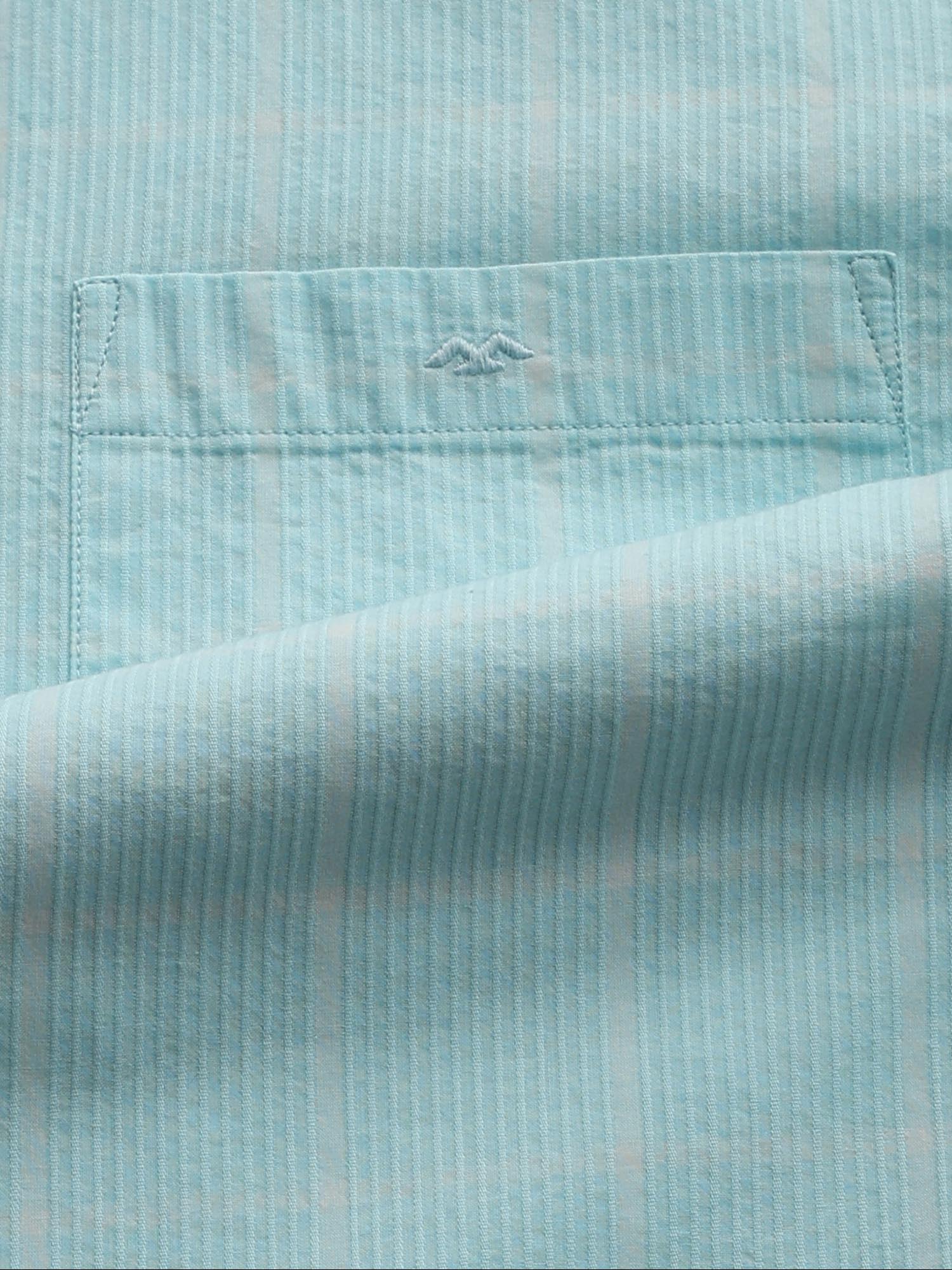 Turquoise Checks Men Shirt