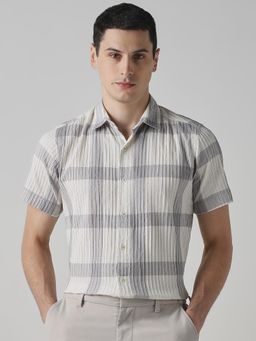 Mufti - Light Grey Stripes Men Shirt