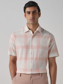 Mufti - Peach Stripes Men Shirt
