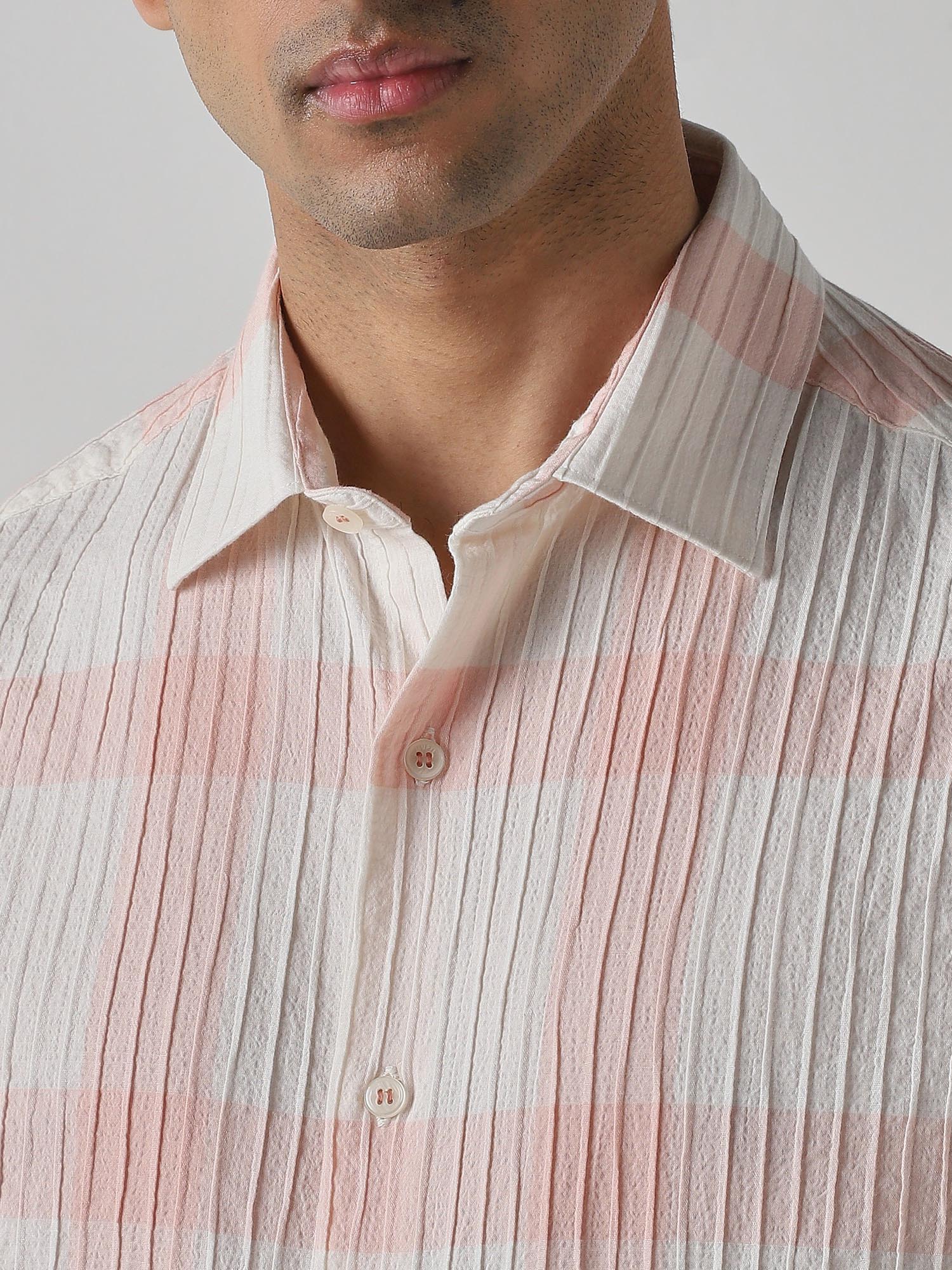 Peach Stripes Men Shirt