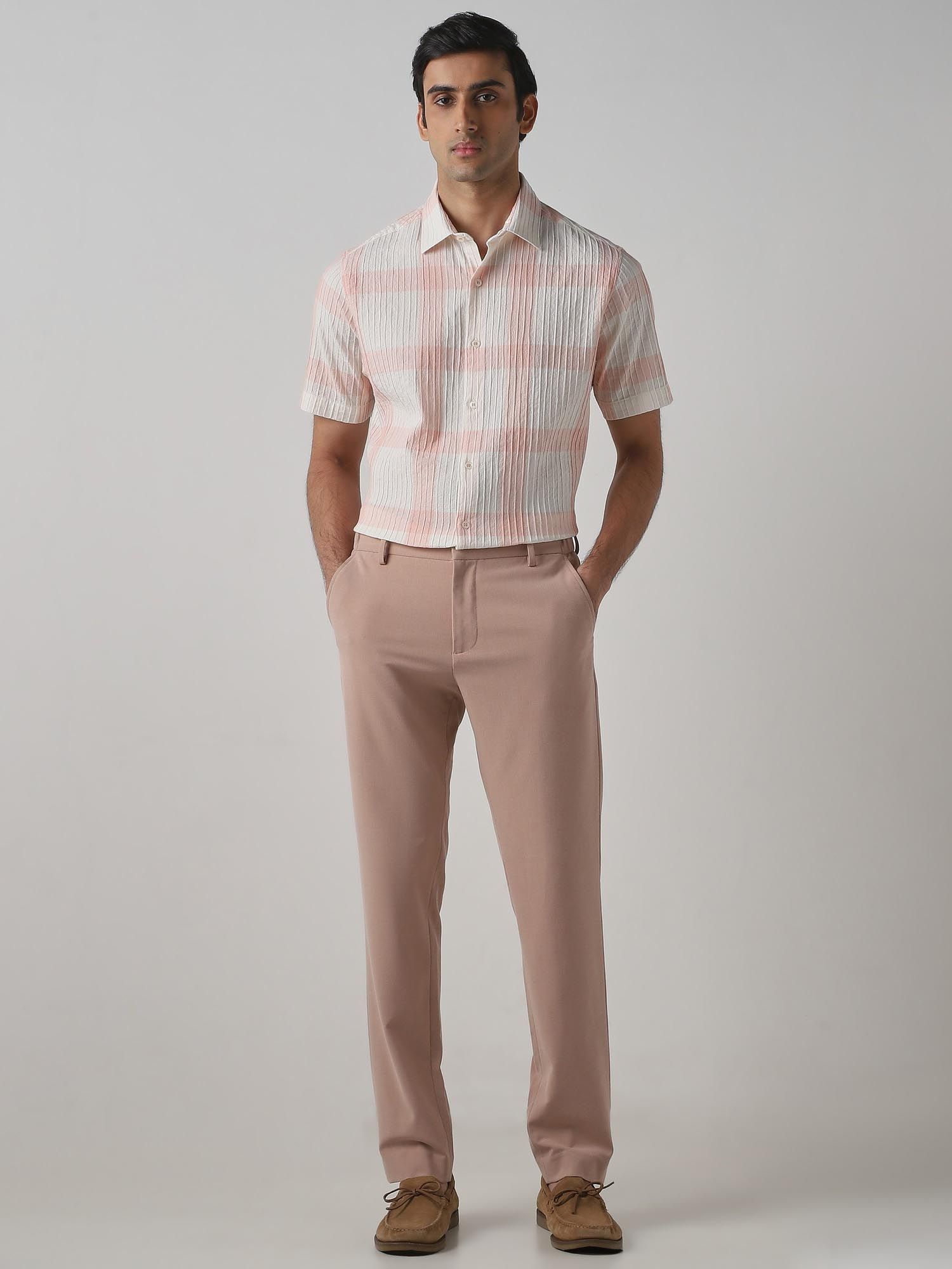 Peach Stripes Men Shirt