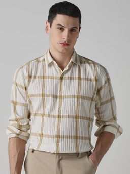 Mufti - Off White Checks Men Shirt