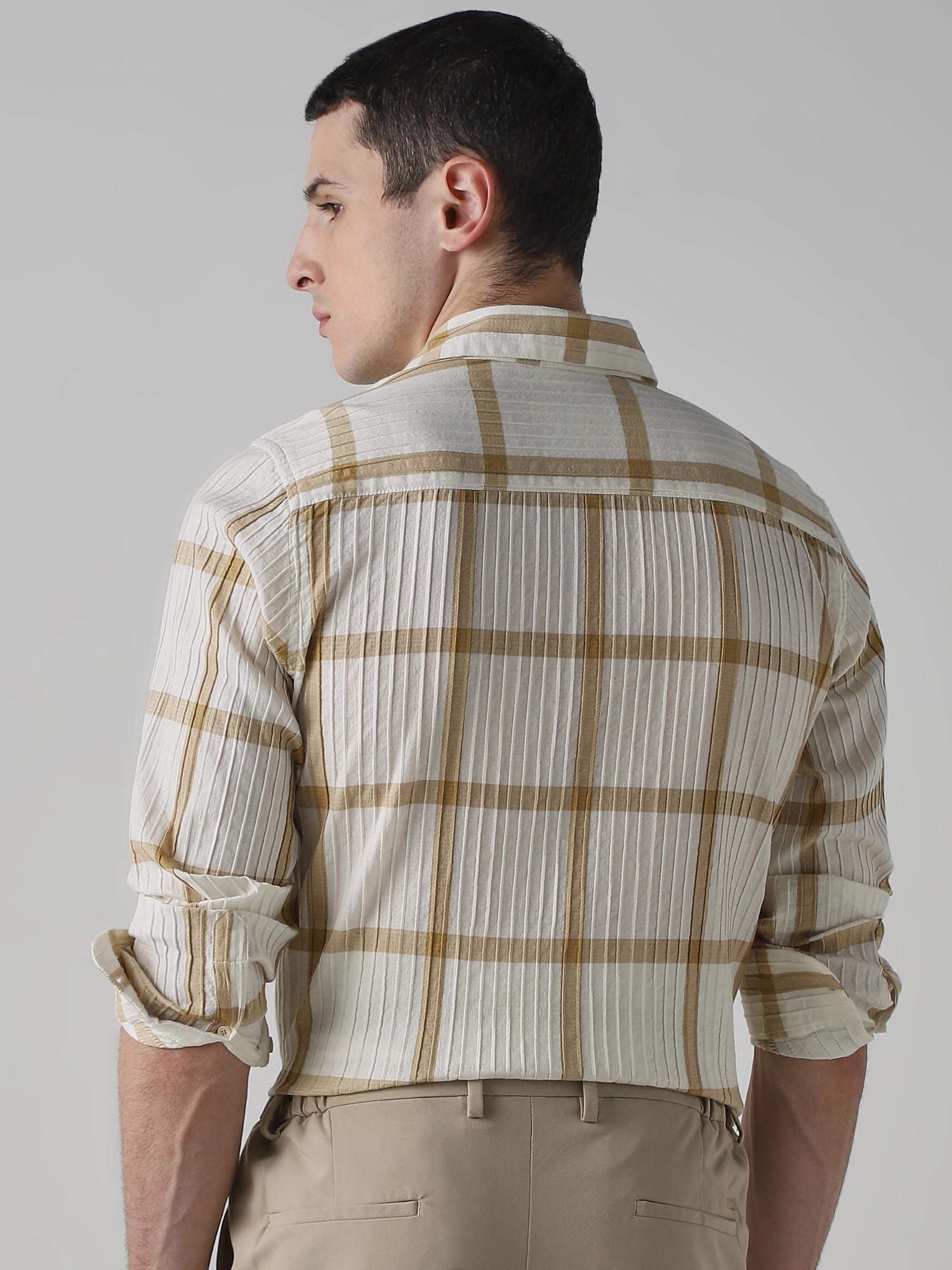 Off White Checks Men Shirt