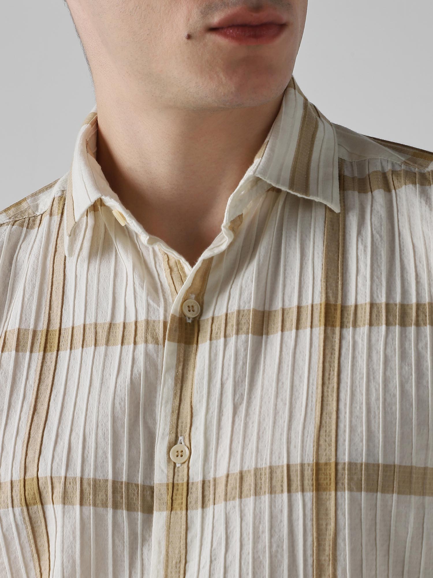 Off White Checks Men Shirt