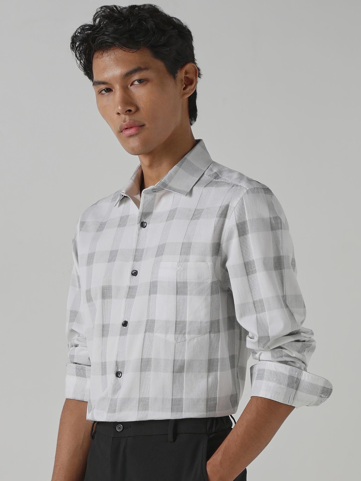 White Checks Men Shirt