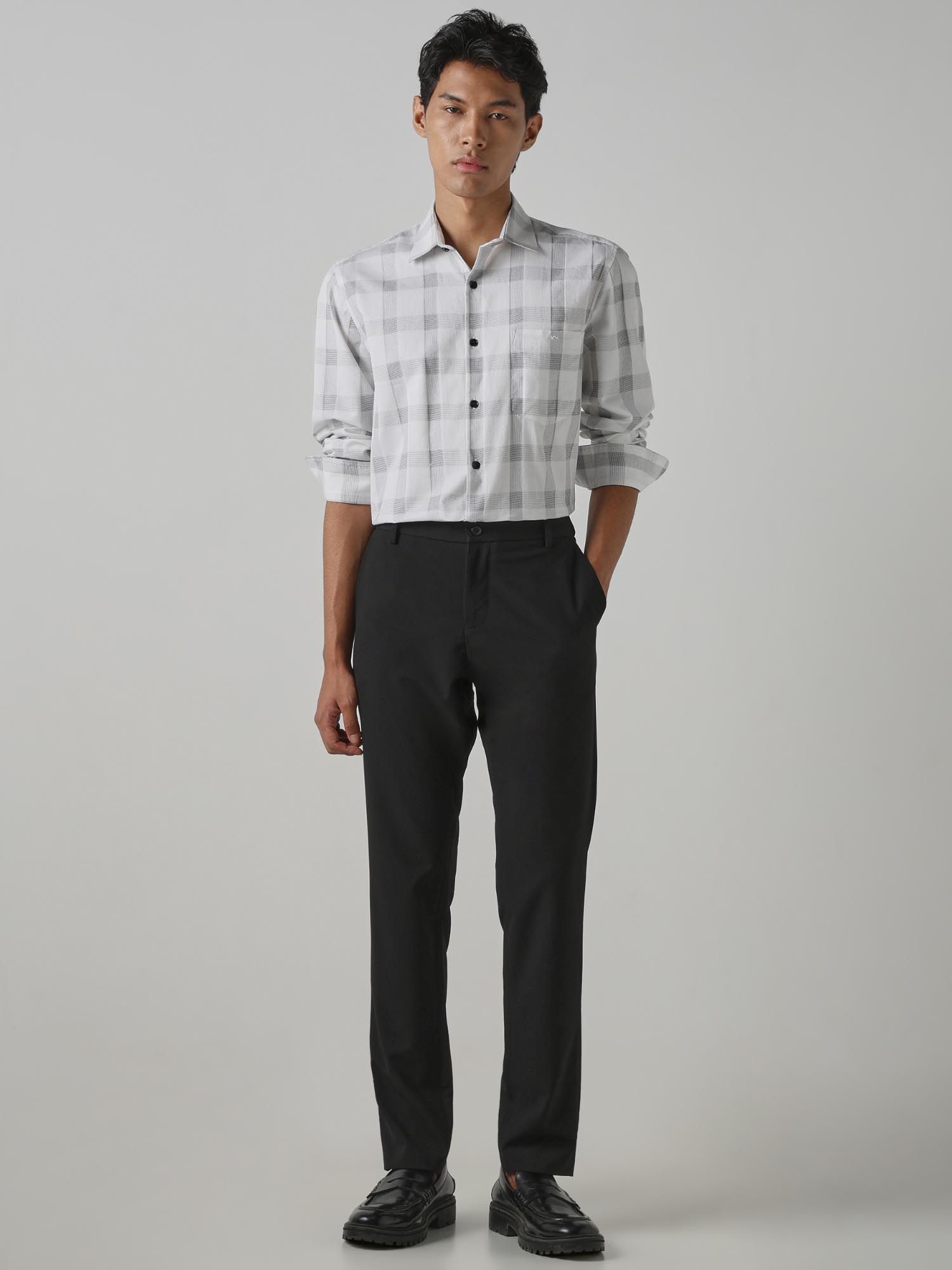 White Checks Men Shirt