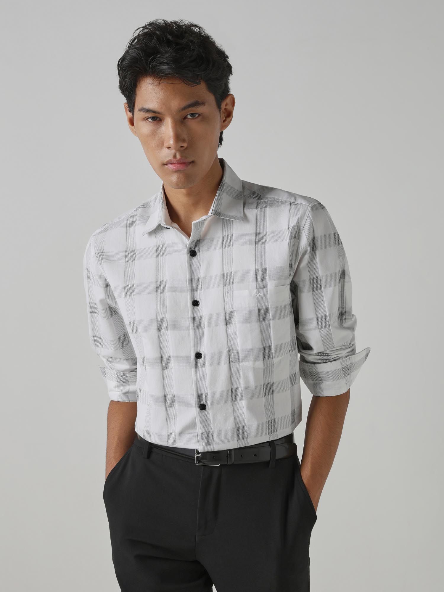 White Checks Men Shirt