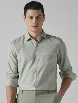 Mufti - Muted Sage Green Checks Men Shirt