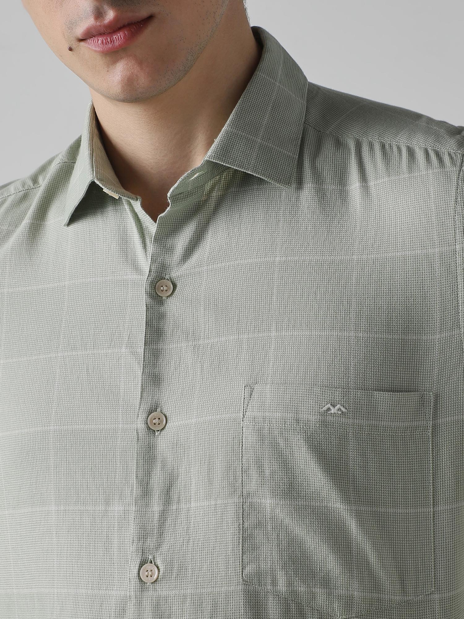 Muted Sage Green Checks Men Shirt