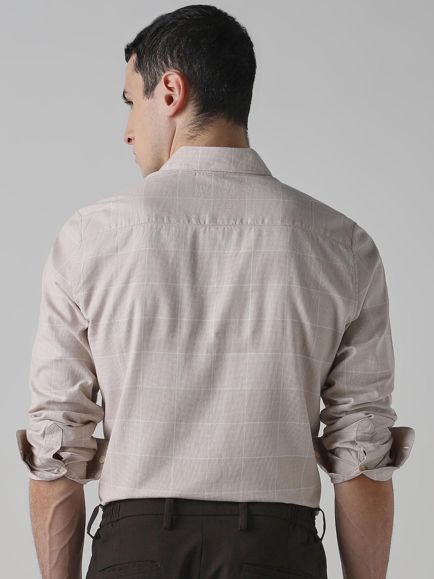 Muted Beige Checks Men Shirt