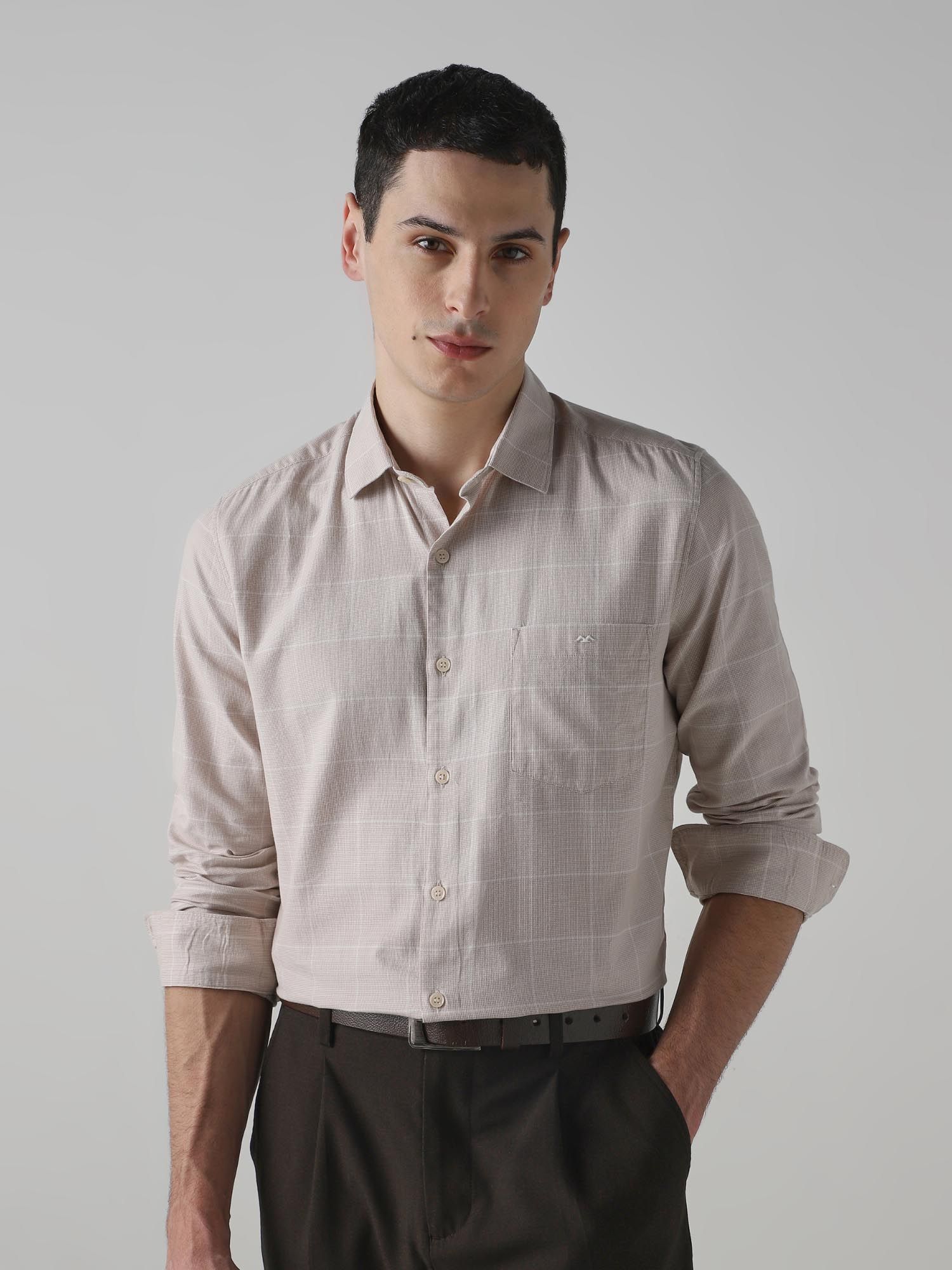 Muted Beige Checks Men Shirt