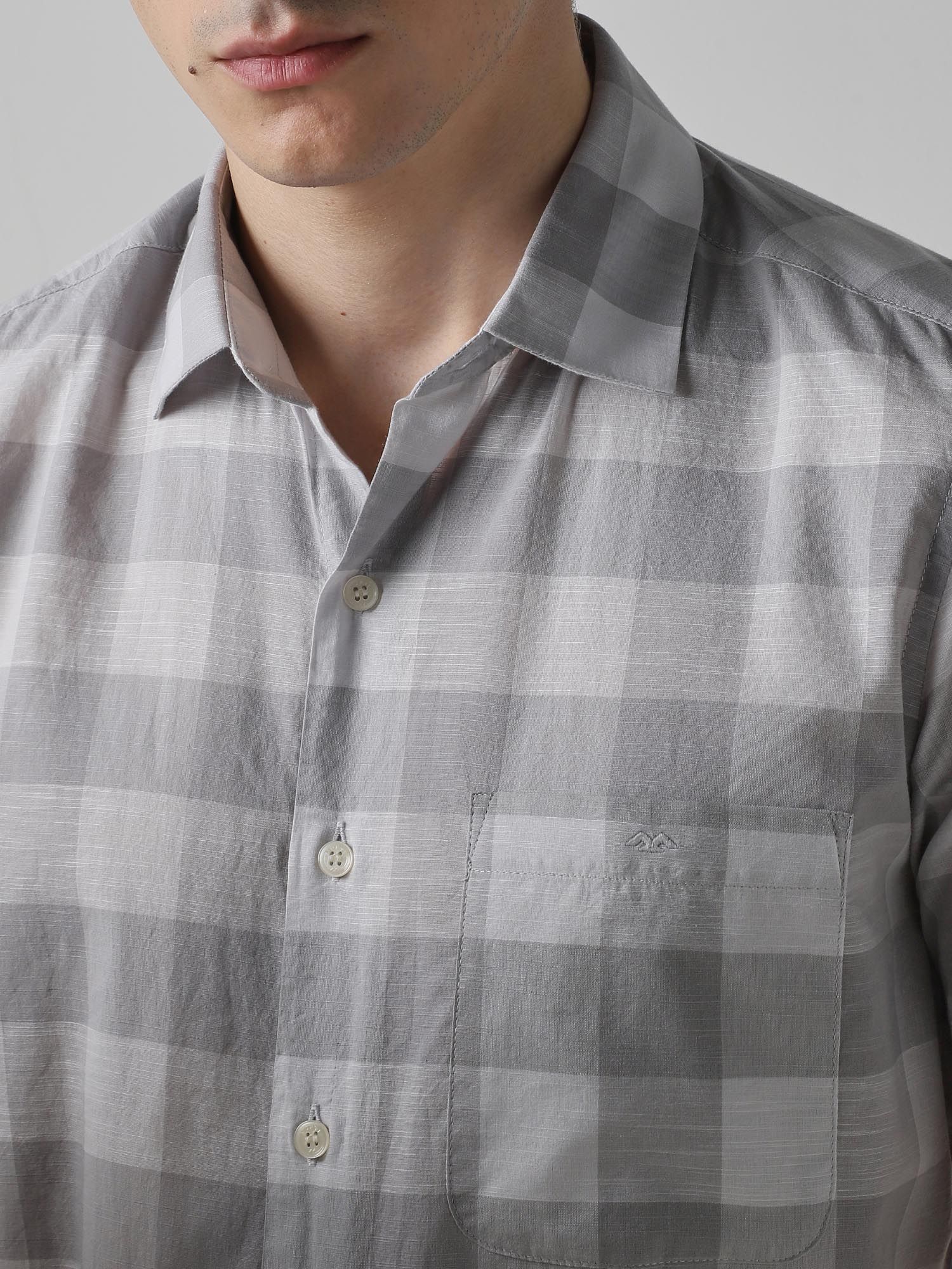 Light Grey Checks Men Shirt