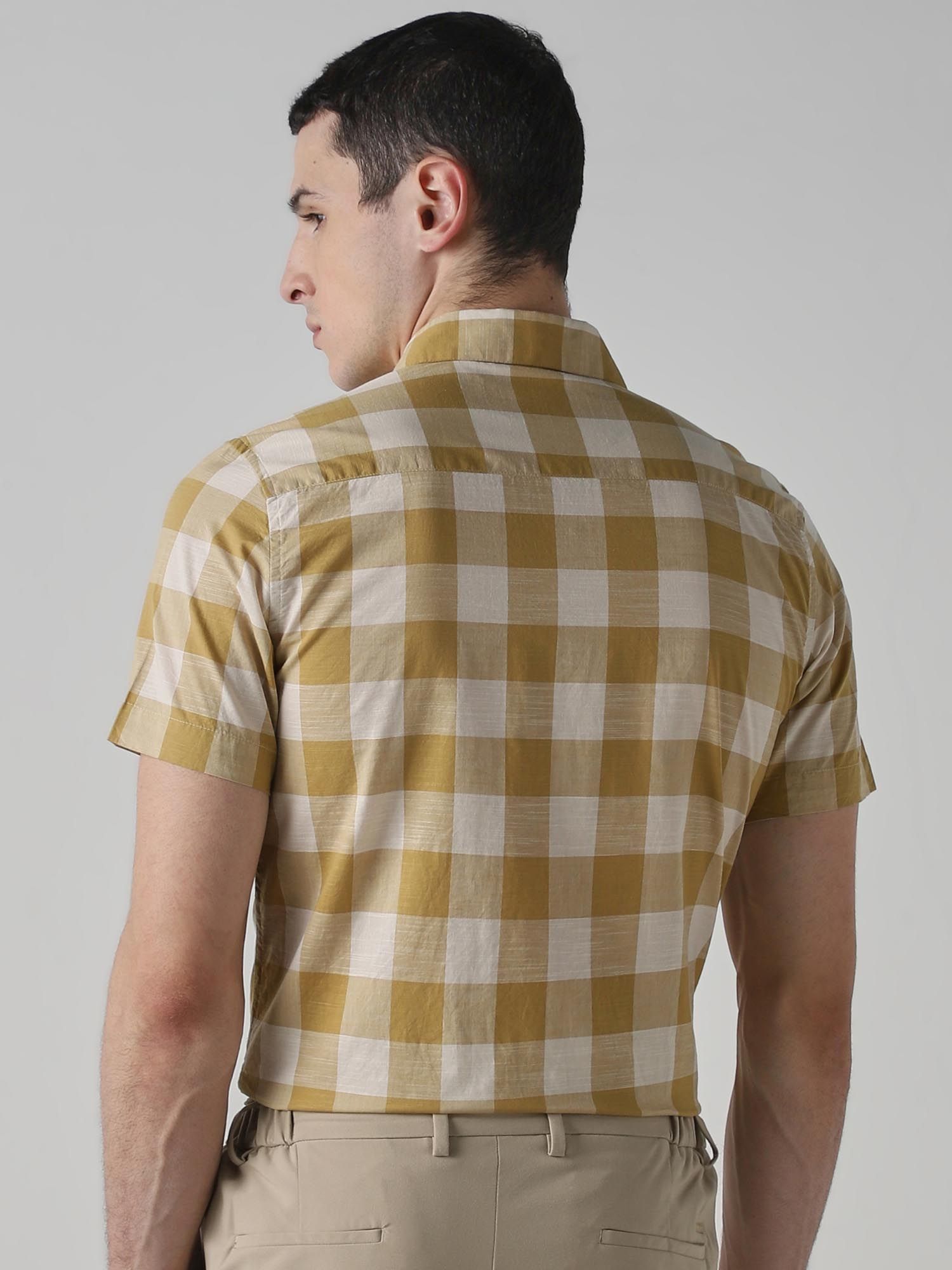 Mustard Checks Men Shirt