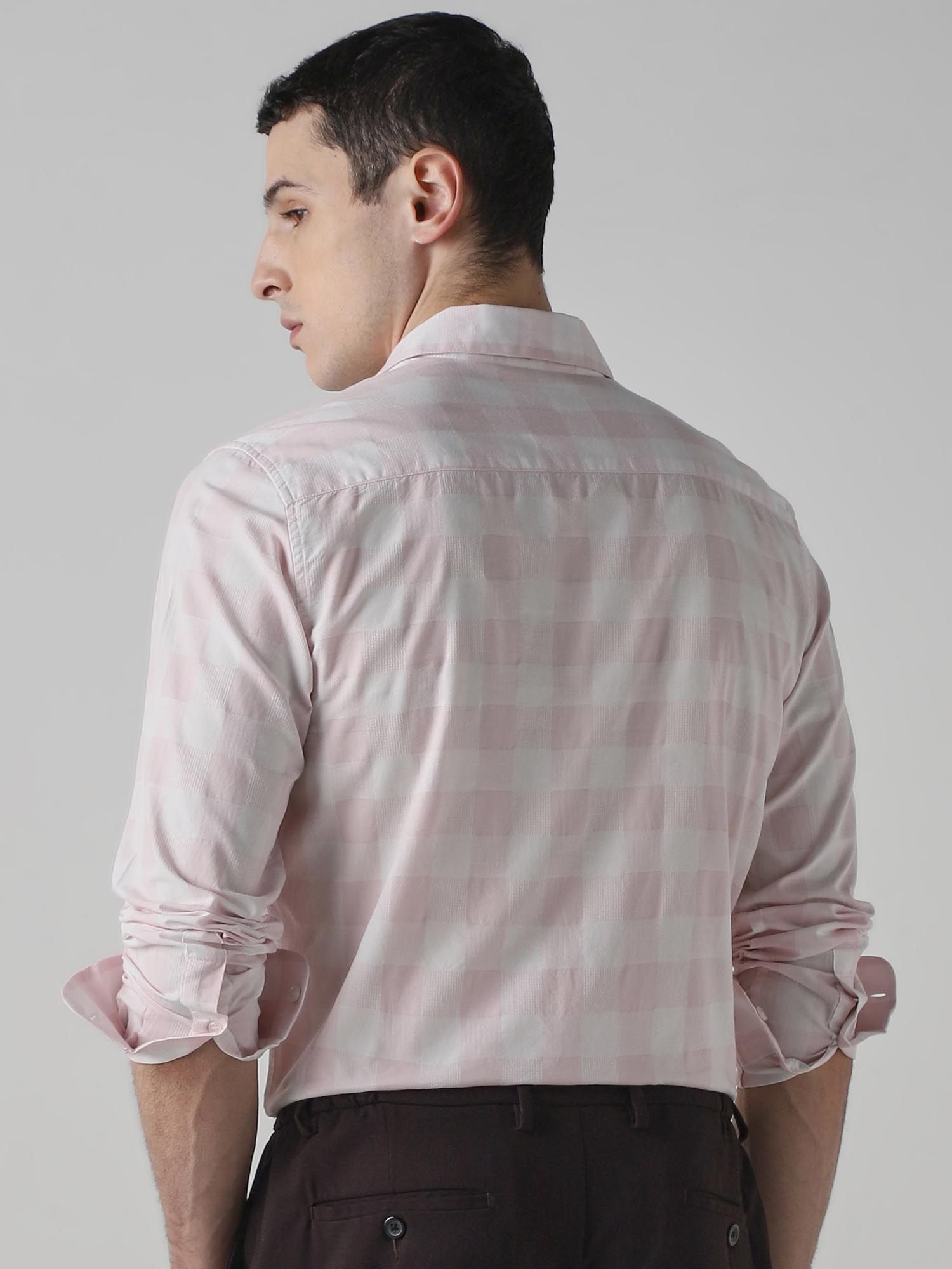 Soft Pink Checks Men Shirt