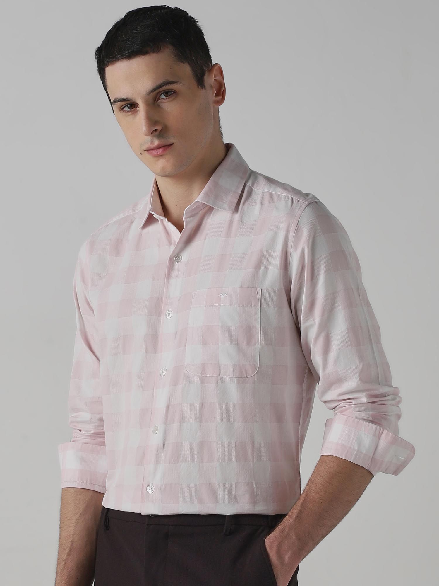 Soft Pink Checks Men Shirt