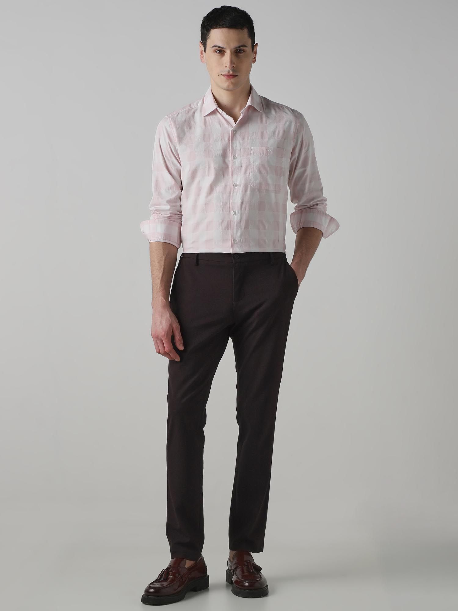 Soft Pink Checks Men Shirt