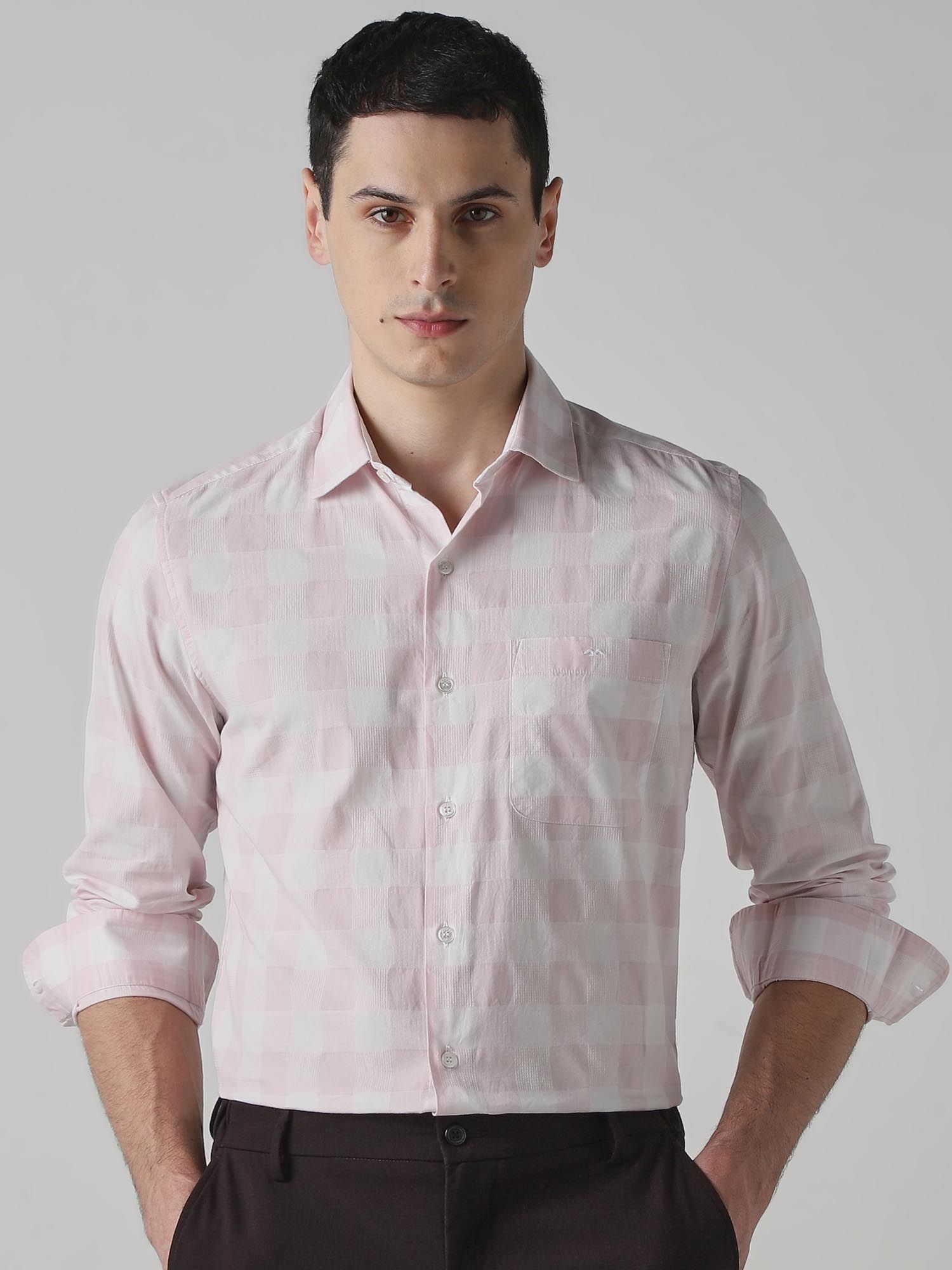 Soft Pink Checks Men Shirt
