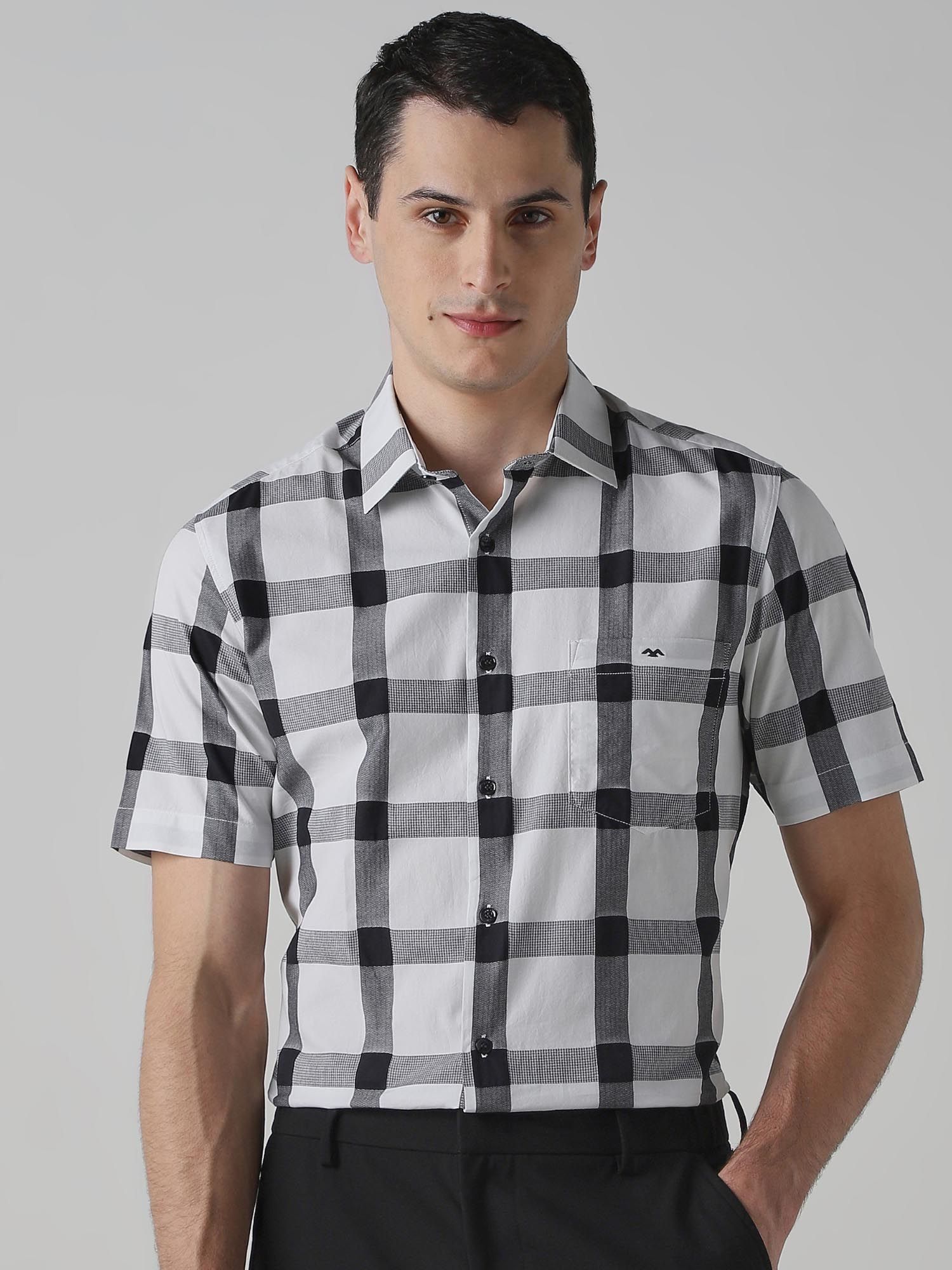 Black and White Checks Men Shirt