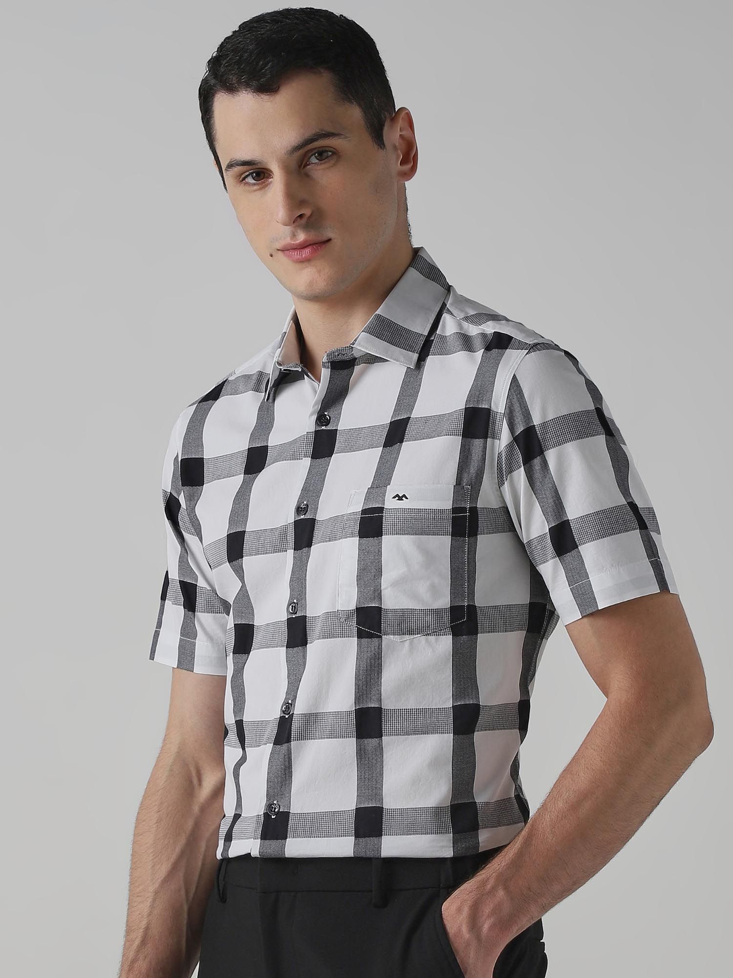 Black and White Checks Men Shirt