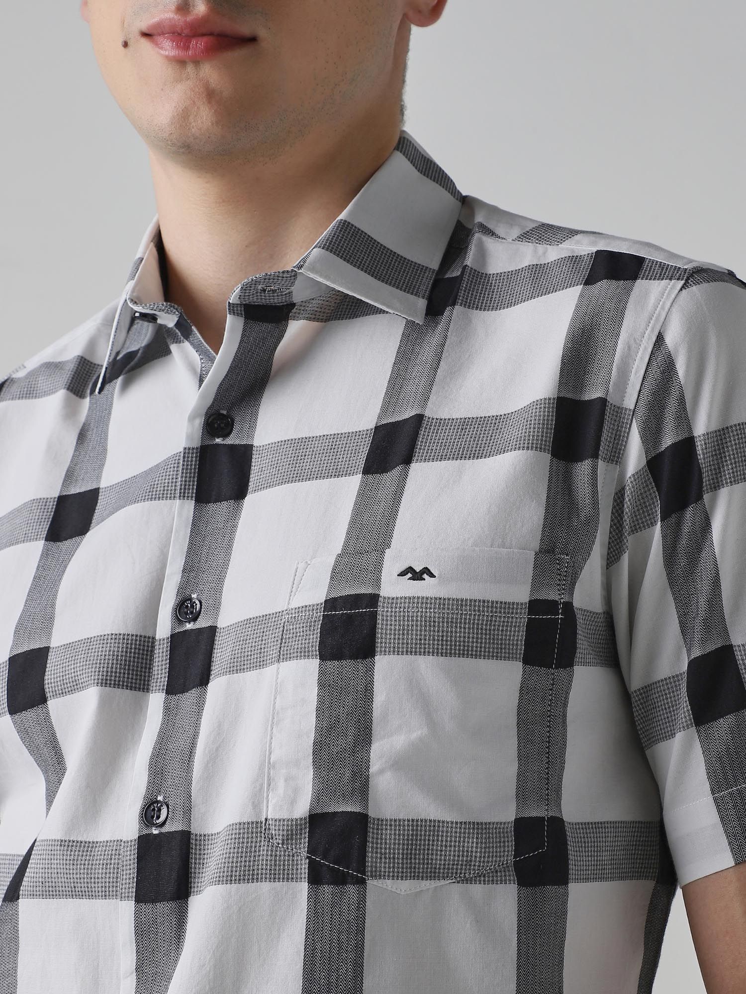 Black and White Checks Men Shirt