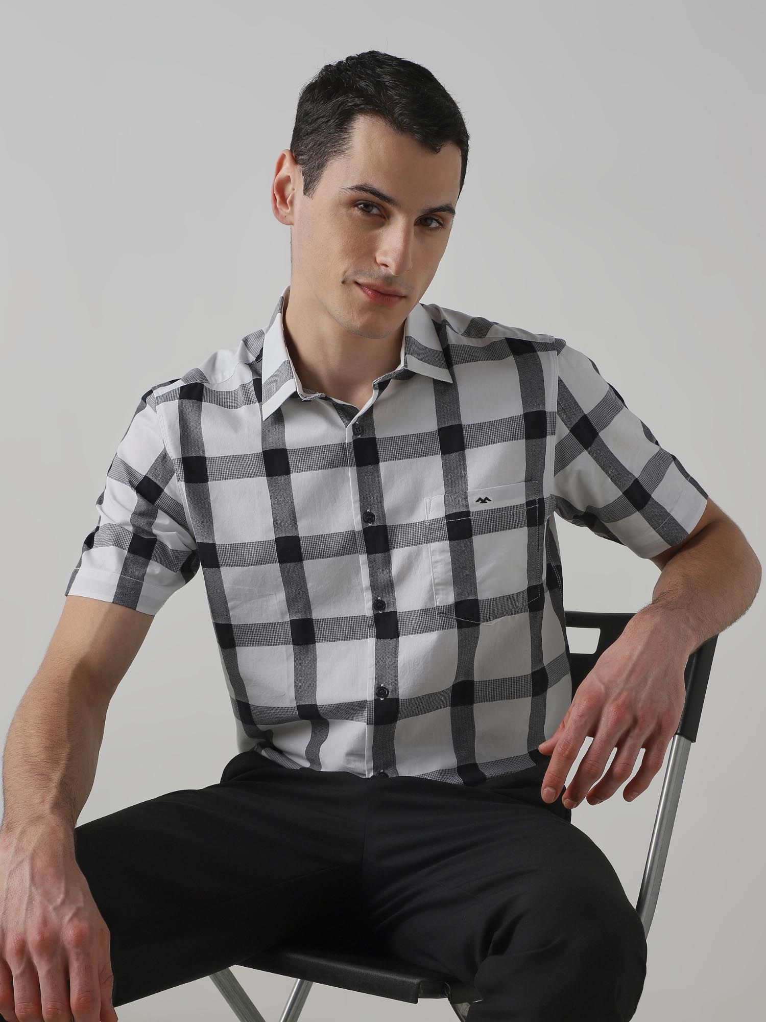 Black and White Checks Men Shirt