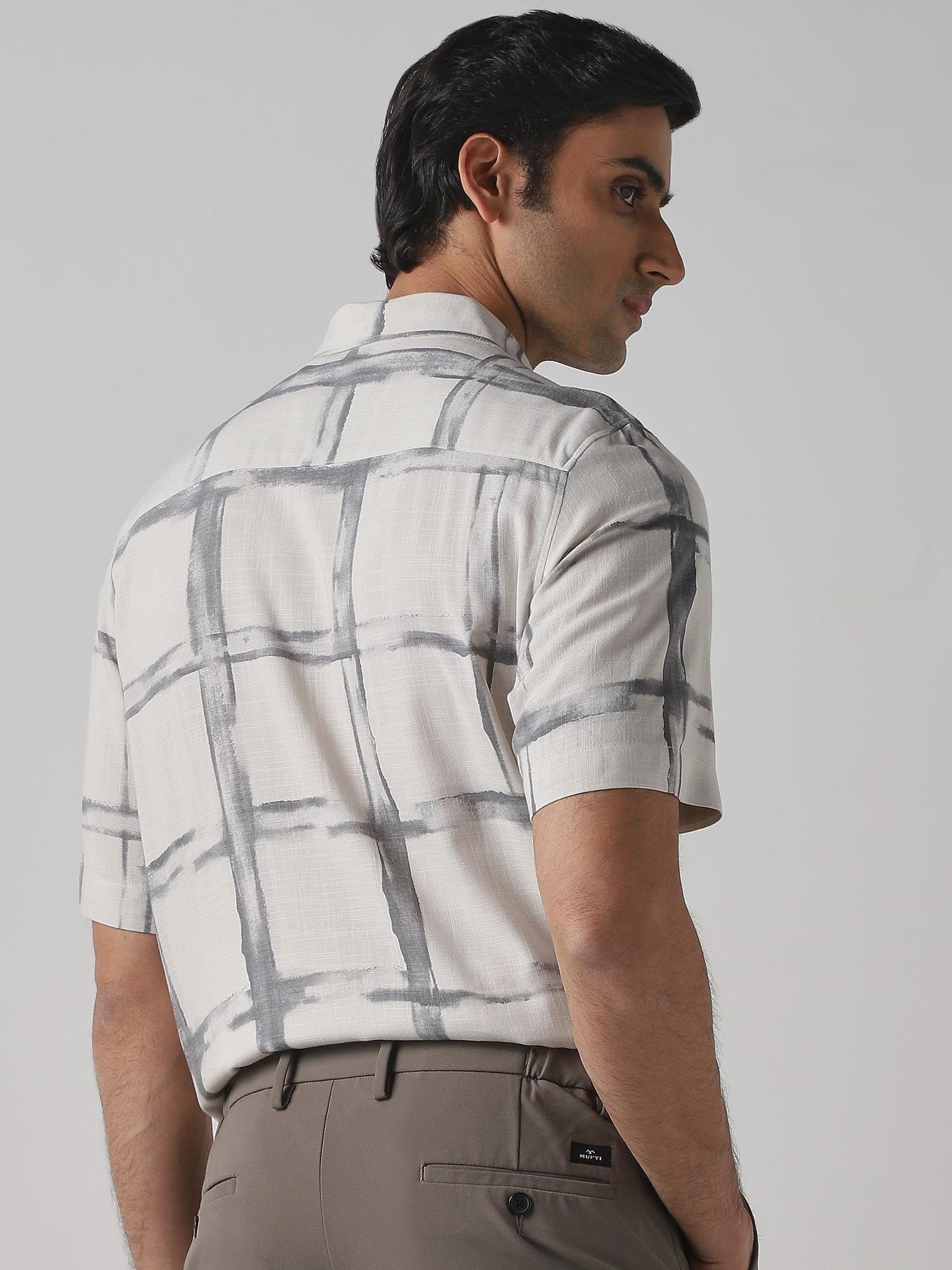 Light Grey Abstract Men Shirt