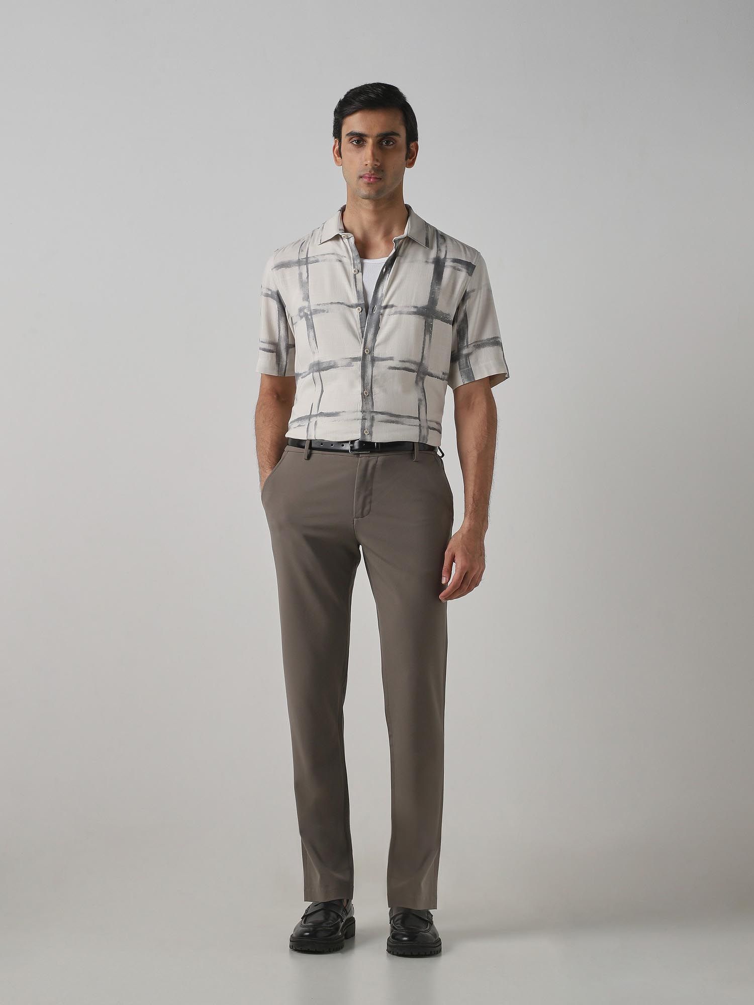 Light Grey Abstract Men Shirt