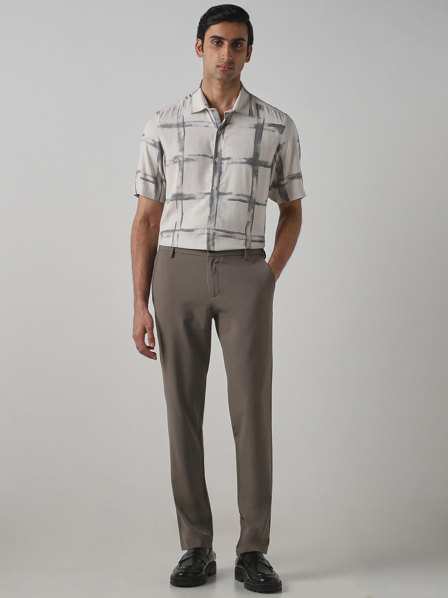 Light Grey Abstract Men Shirt
