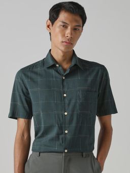 Mufti - Dark Green Checks Men Shirt