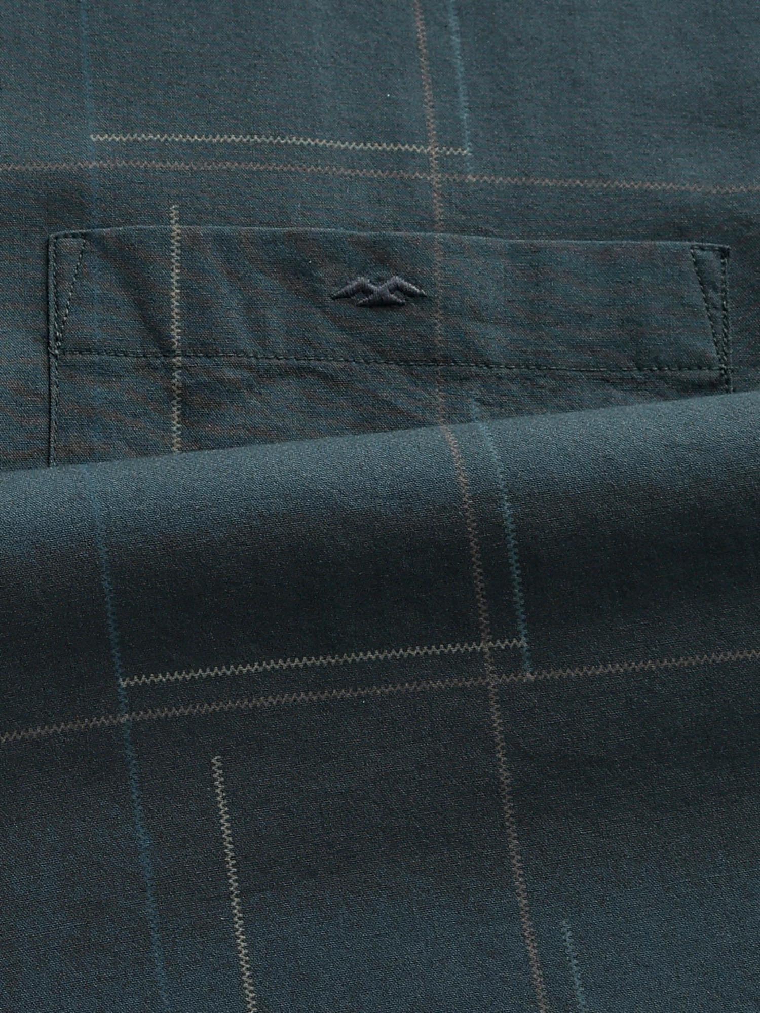 Dark Green Checks Men Shirt
