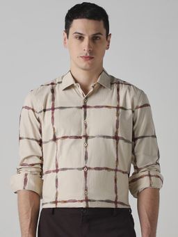 Mufti - Beige Checks Men Shirt