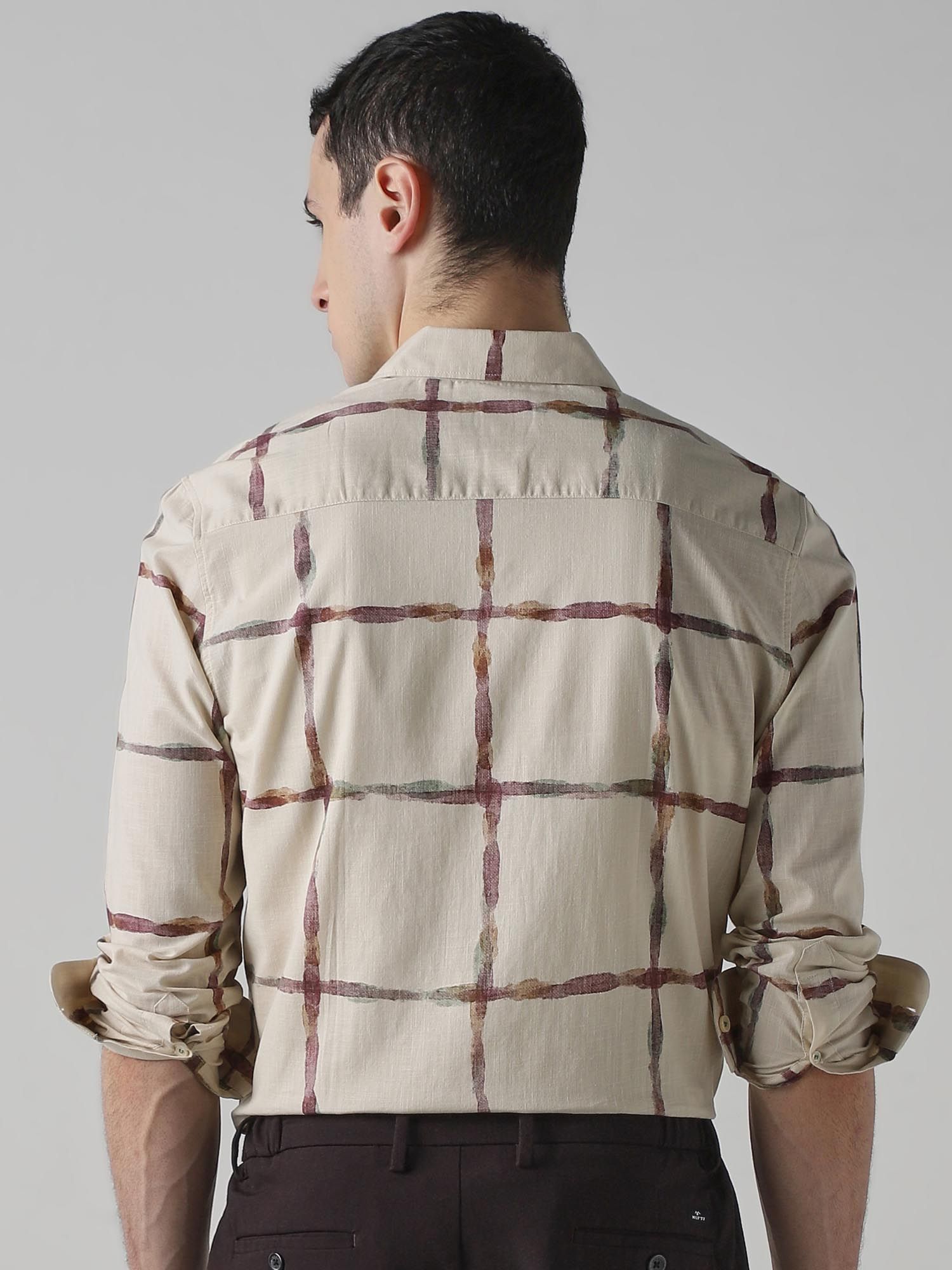 Beige Checks Men Shirt