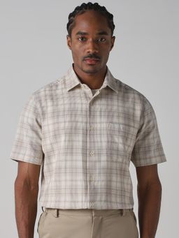 Mufti - Muted Beige Checks Men Shirt