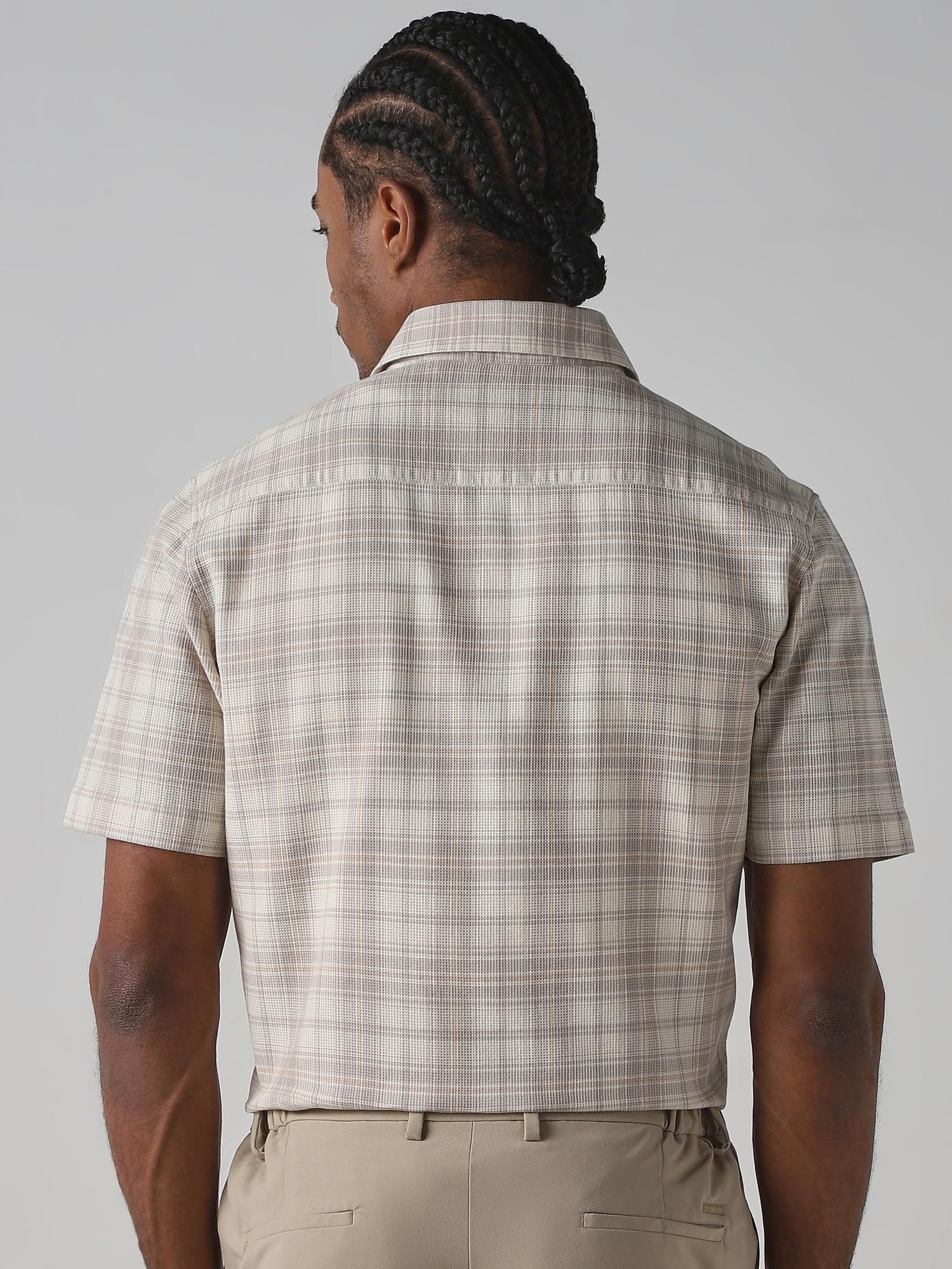 Muted Beige Checks Men Shirt
