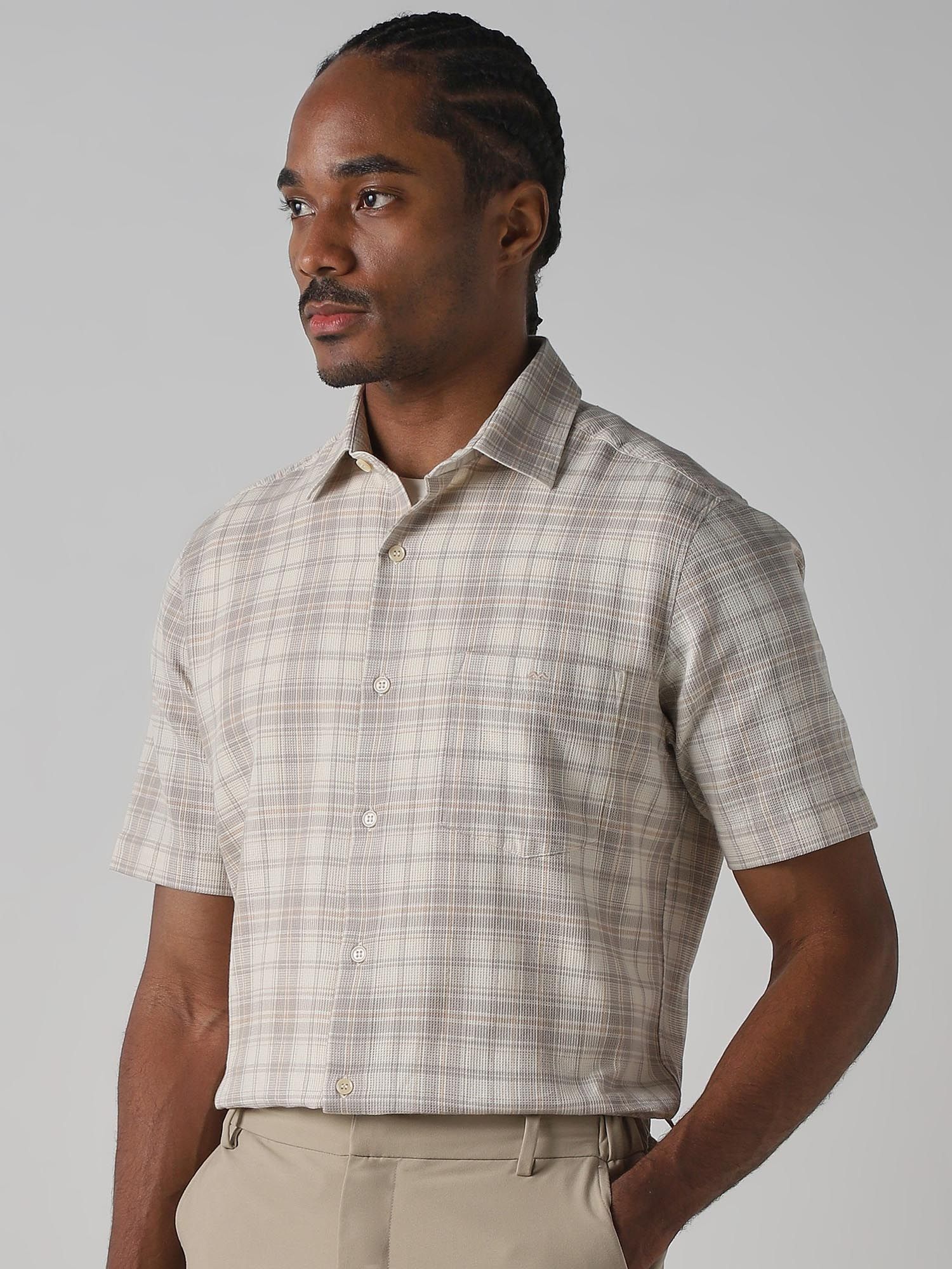 Muted Beige Checks Men Shirt